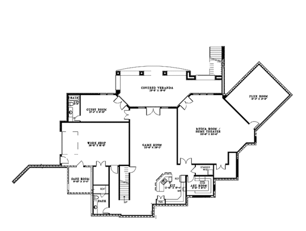 House Design - Traditional Floor Plan - Lower Floor Plan #17-3365
