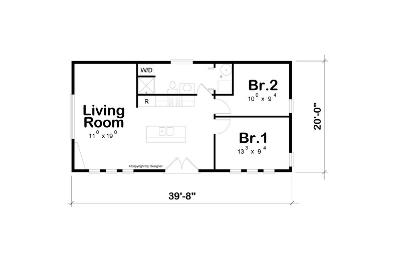 House Design - Floor Plan - Main Floor for Cabin House Plan #20-2643 - 2 bed, 1 bath