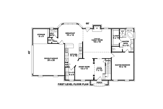 Floor Plan - Main Floor for Colonial House Plan #81-1472 - 4 bed, 3.5 bath