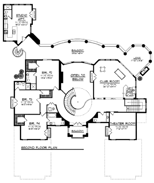 Home Plan - Mediterranean Floor Plan - Upper Floor Plan #70-962