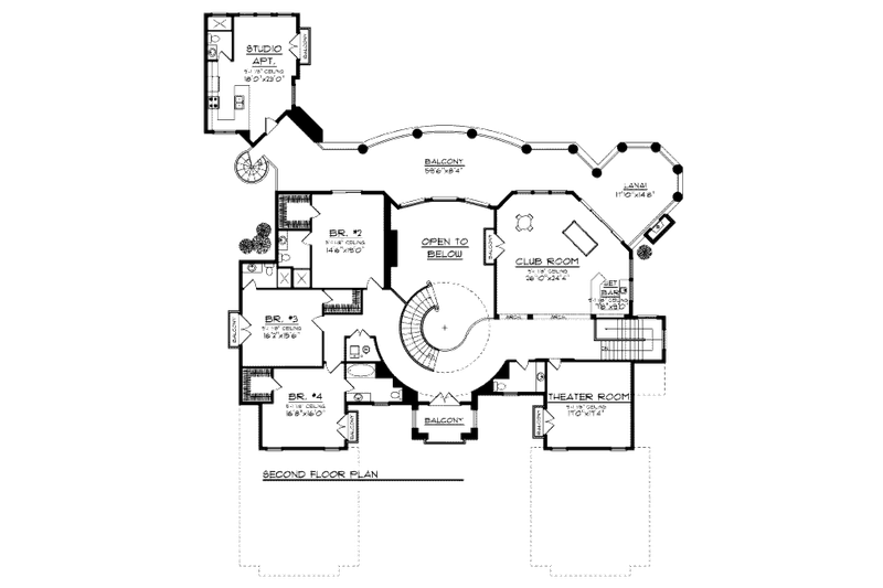 Home Plan - Floor Plan - Upper Floor for Mediterranean House Plan #70-962 - 4 bed, 7.5 bath