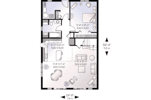 Floor Plan - Main Floor for Cabin House Plan #23-501 - 2 bed, 1 bath