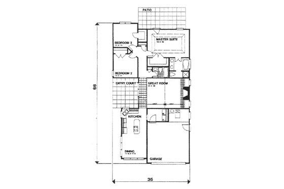 Floor Plan - Main Floor for European House Plan #30-144 - 3 bed, 2 bath