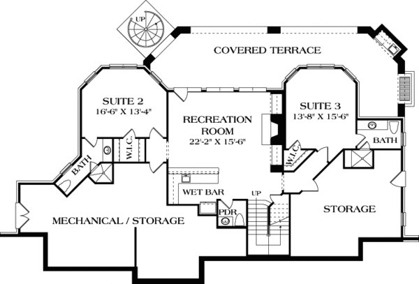 Craftsman Floor Plan - Lower Floor Plan #453-58