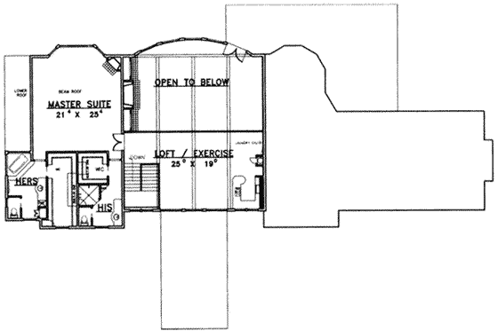 Floor Plan - Upper Floor for European House Plan #117-447 - 3 bed, 4 bath