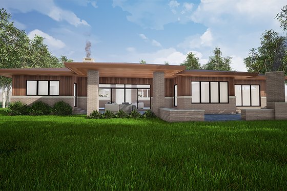 Exterior - Rear Elevation 1 for Contemporary House Plan #923-152 - 3 bed, 2.5 bath