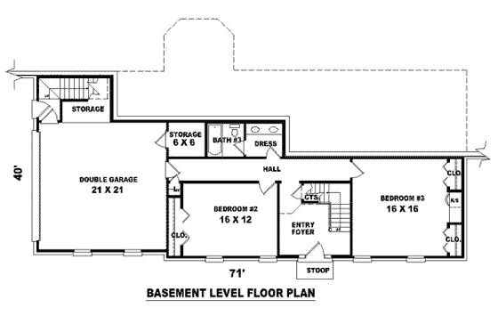 Floor Plan - Lower Floor for Colonial House Plan #81-791 - 3 bed, 2.5 bath