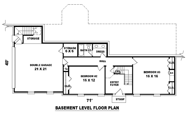 Colonial Floor Plan - Lower Floor Plan #81-791