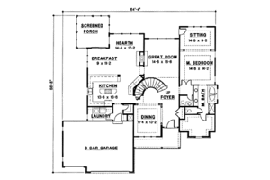 Floor Plan - Main Floor for Traditional House Plan #67-209 - 4 bed, 4 bath