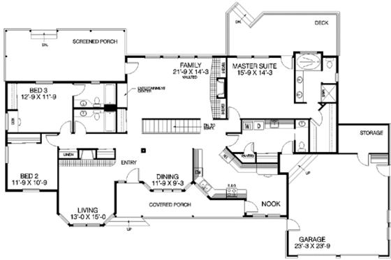 Floor Plan - Main Floor for Ranch House Plan #60-159 - 3 bed, 3.5 bath