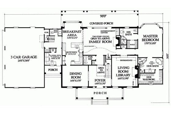 Floor Plan - Main Floor for Colonial House Plan #137-247 - 4 bed, 3 bath