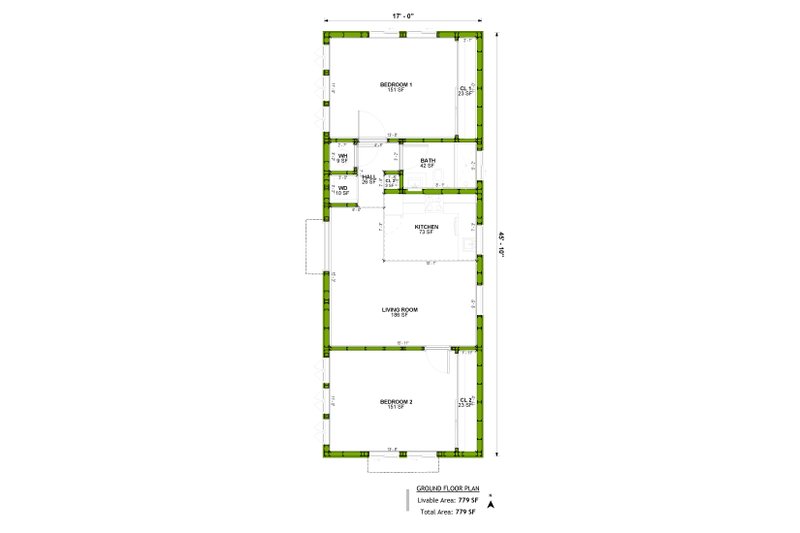 Home Plan - Floor Plan - Main Floor for Ranch House Plan #1106-99 - 2 bed, 1 bath