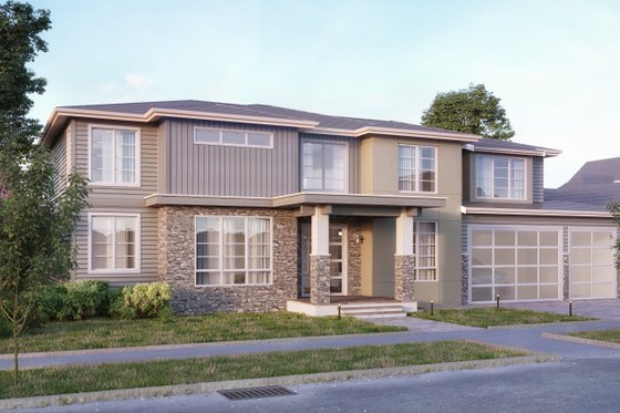 Exterior - Front Elevation 4 for Contemporary House Plan #1066-14 - 5 bed, 4.5 bath