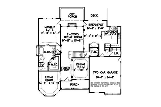 Floor Plan - Main Floor for Traditional House Plan #54-521 - 4 bed, 2.5 bath