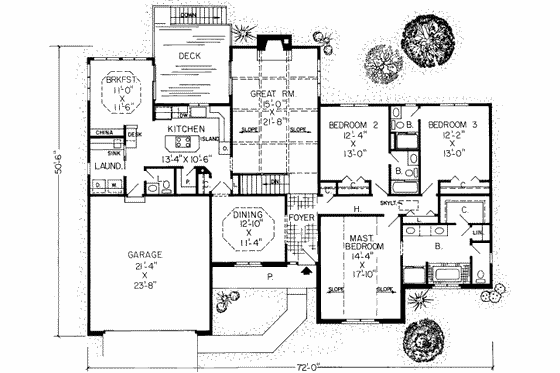 Floor Plan - Main Floor for Traditional House Plan #312-220 - 3 bed, 3.5 bath