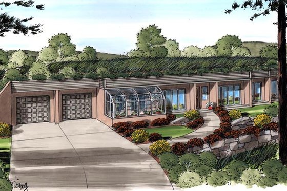 Exterior - Front Elevation for Modern House Plan #312-414 - 3 bed, 2 bath