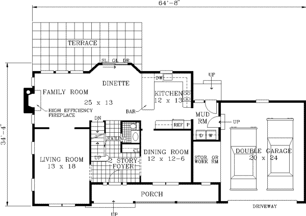 House Blueprint - Country Floor Plan - Main Floor Plan #3-101