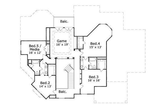 Floor Plan - Upper Floor for European House Plan #411-808 - 5 bed, 3.5 bath