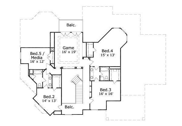 European Floor Plan - Upper Floor Plan #411-808