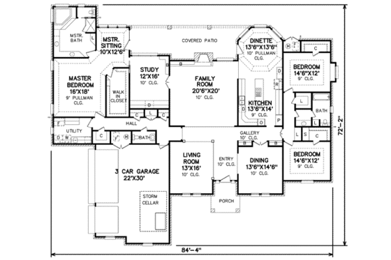 Floor Plan - Main Floor for European House Plan #65-244 - 3 bed, 2.5 bath