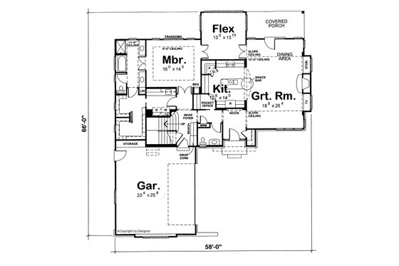 Floor Plan - Main Floor for Contemporary House Plan #20-2474 - 4 bed, 2.5 bath