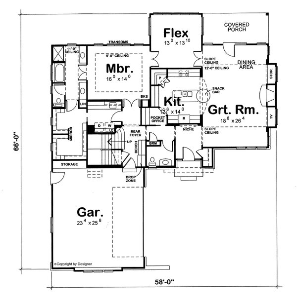 House Plan Design - Contemporary Floor Plan - Main Floor Plan #20-2474