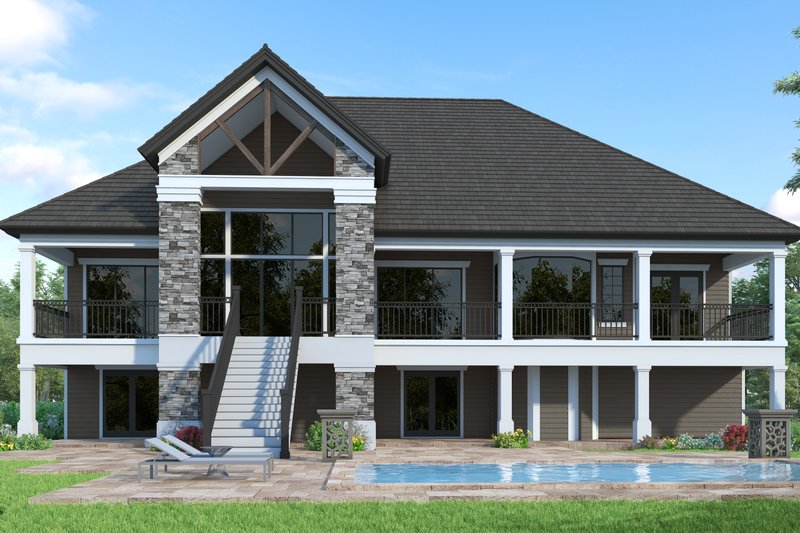 Architectural House Design - Exterior - Rear Elevation for Craftsman House Plan #930-154 - 3 bed, 3 bath
