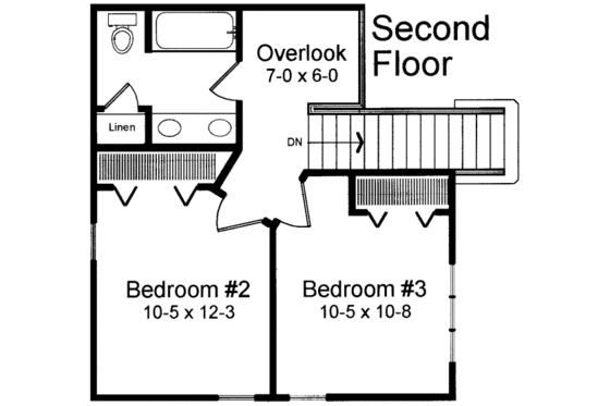 Floor Plan - Upper Floor for Traditional House Plan #312-131 - 3 bed, 2.5 bath