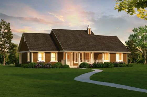 Exterior - Front Elevation for Ranch House Plan #18-4512 - 3 bed, 2 bath