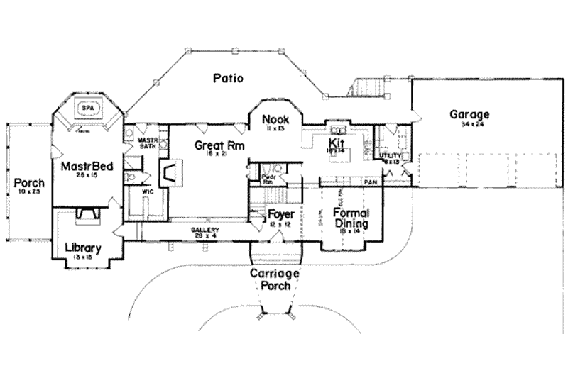 Dream House Plan - Floor Plan - Main Floor for European House Plan #52-130 - 4 bed, 3.5 bath