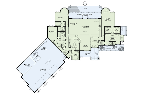 Floor Plan - Main Floor for Ranch House Plan #17-3327 - 3 bed, 3 bath