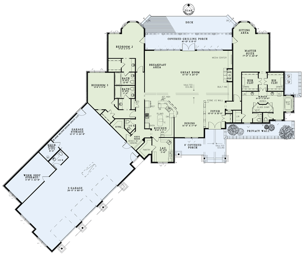 House Blueprint - Ranch Floor Plan - Main Floor Plan #17-3327