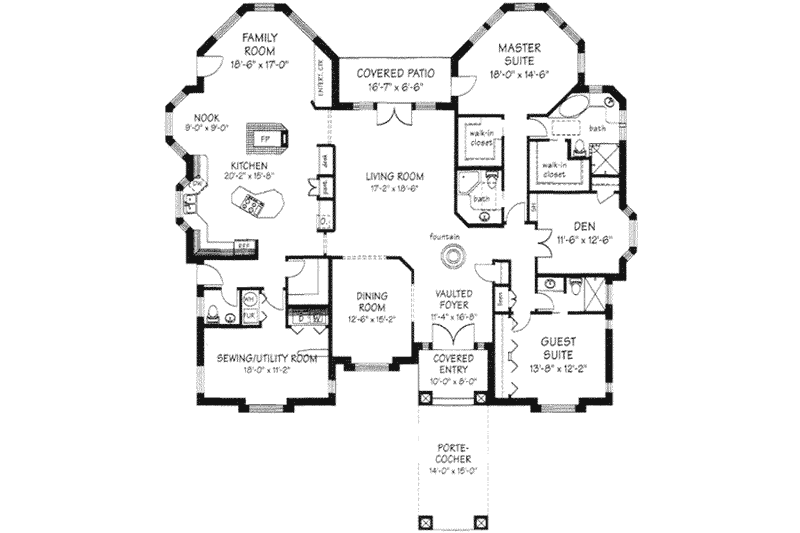 Home Plan - Floor Plan - Main Floor for Traditional House Plan #117-134 - 2 bed, 4 bath