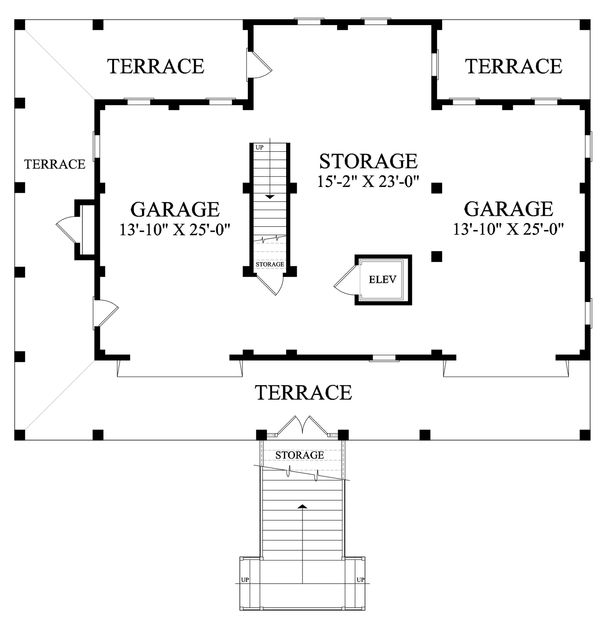 Southern style house plan, Country design, lower level floor plan