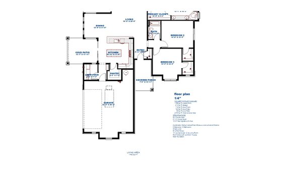 Floor Plan - Main Floor for Country House Plan #1126-7 - 3 bed, 2 bath