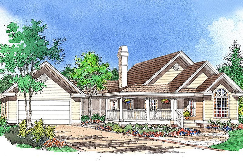 Home Plan - Country Exterior - Front Elevation Plan #929-54
