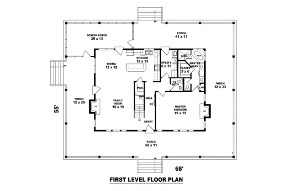 Floor Plan - Main Floor for Country House Plan #81-1410 - 3 bed, 2.5 bath