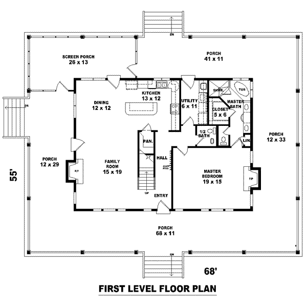 Country Floor Plan - Main Floor Plan #81-1410
