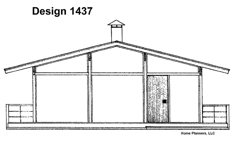 Home Plan - Exterior - Rear Elevation for Contemporary House Plan #72-530 - 3 bed, 1 bath