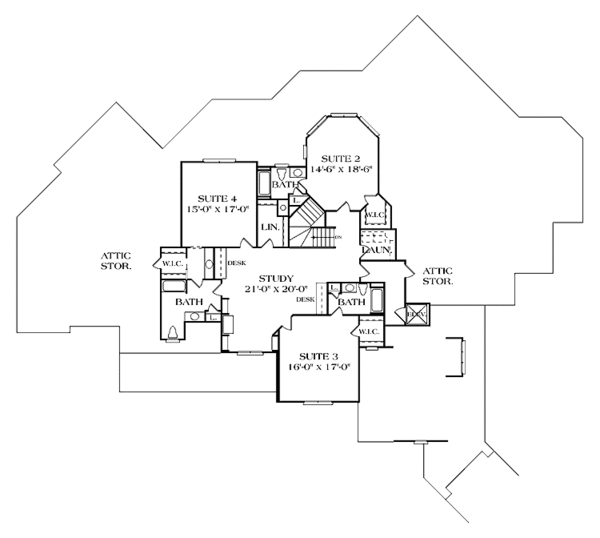 Architectural House Design - Craftsman Floor Plan - Upper Floor Plan #453-322