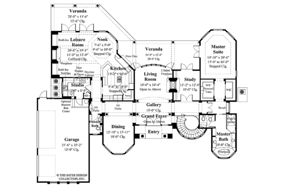 Floor Plan - Main Floor for Mediterranean House Plan #930-119 - 4 bed, 3.5 bath