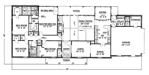 Country Style House  Plan  4  Beds 2 5  Baths  2597 Sq Ft 