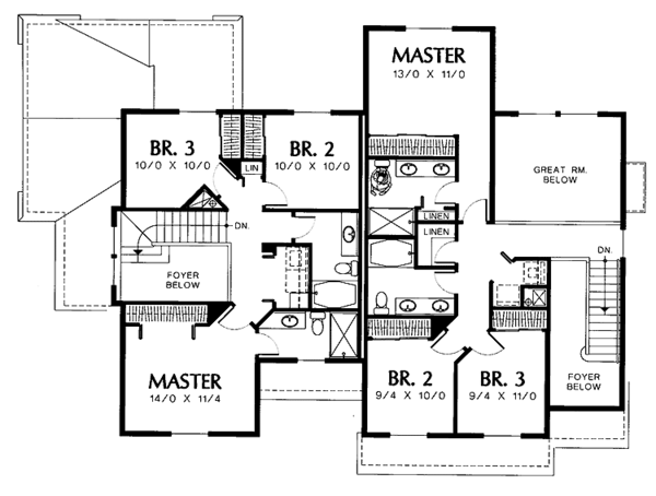 Dream House Plan - Traditional Floor Plan - Upper Floor Plan #48-756