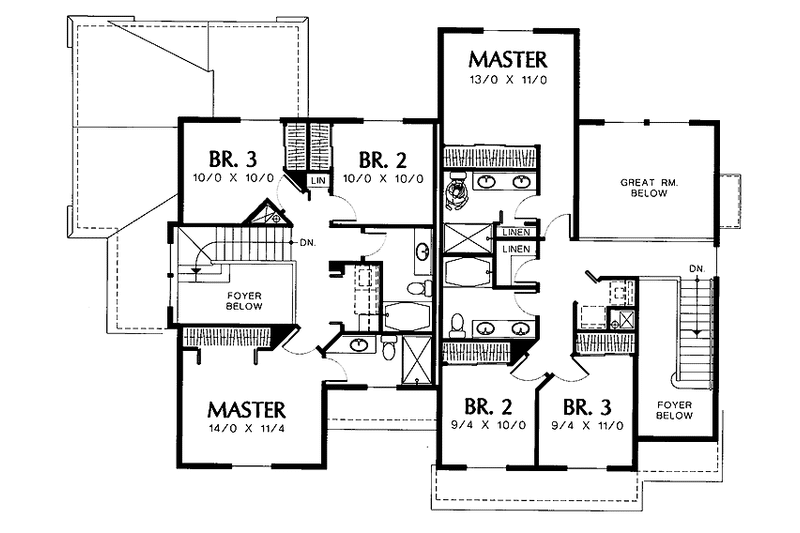 House Design - Floor Plan - Upper Floor for Traditional House Plan #48-756 - 6 bed, 4 bath