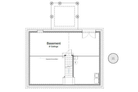 Floor Plan - Lower Floor for Cottage House Plan #1116-23 - 3 bed, 2 bath