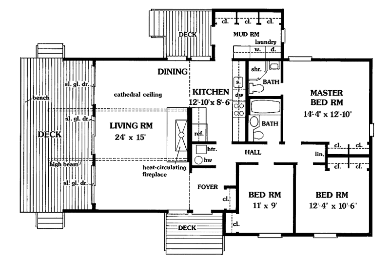 Dream House Plan - Floor Plan - Main Floor for Contemporary House Plan #456-76 - 3 bed, 2 bath