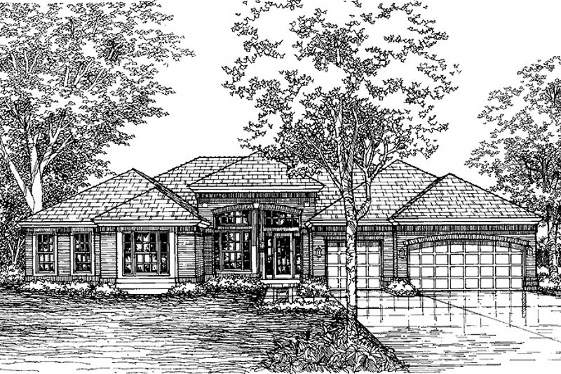 Architectural House Design - Prairie Exterior - Front Elevation Plan #320-629