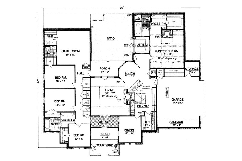 Home Plan - Floor Plan - Main Floor for Contemporary House Plan #45-450 - 4 bed, 2.5 bath