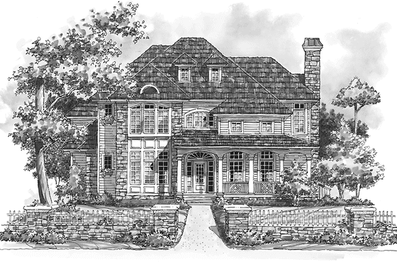 Exterior - Front Elevation 3 for Country House Plan #930-199 - 3 bed, 3.5 bath