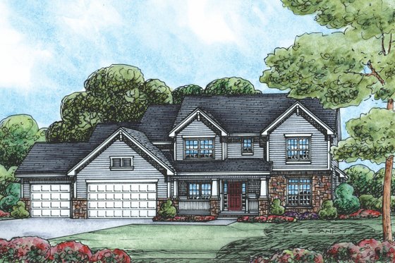 Exterior - Front Elevation 4 for Craftsman House Plan #20-2122 - 4 bed, 3.5 bath